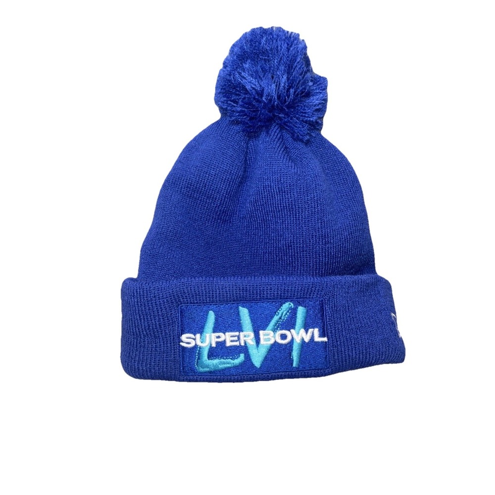 New Era NFL Super Bowl LVI Beanie Mens Pom Pom One Size Blue O/S Embroidered